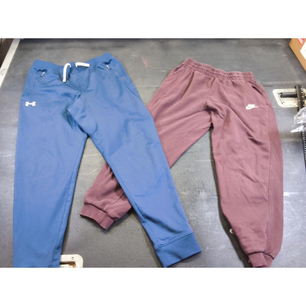 Lot of 2 Nike & Under Armour Boys XL Jogger Sweatpants Burgundy Blue Athletic